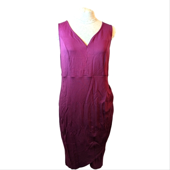 Torrid sz2 (2X) dark pink sleeveless jersey sheath dress EUC - Picture 1 of 9